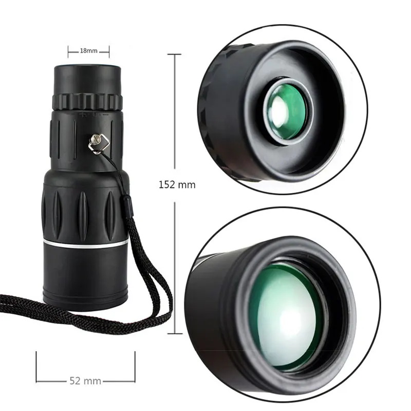 16X52 المزدوج التركيز أحادي الإكتشاف تليسكوب رؤية ليلية التكبير البصرية عدسة مناظير طلاء العدسات الصيد البصرية نطاق و