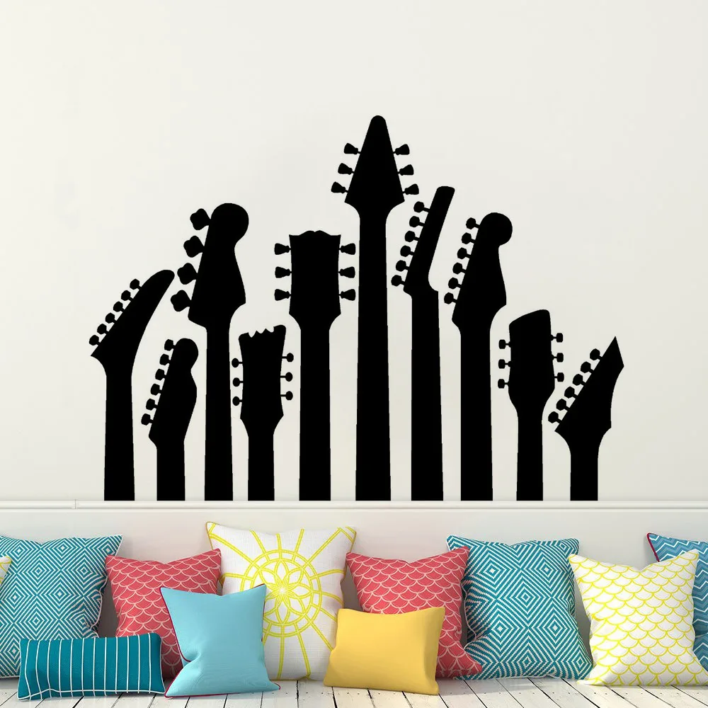 Гитара стена этикета стены стикер Рок Металл художественный Декор; винил музыка гитары настенная домашняя музыка искусство украшения AY0223