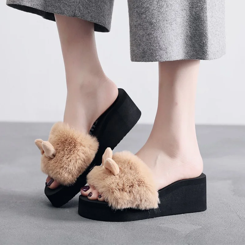 cat fur slippers