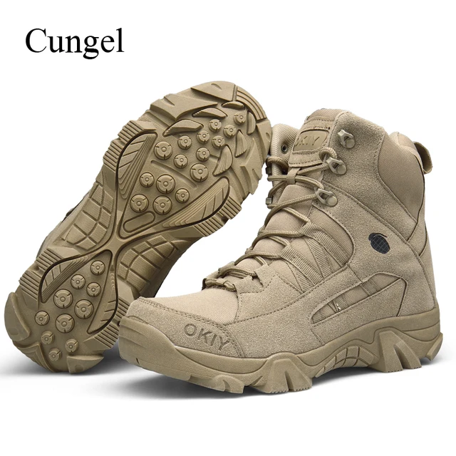 Cungel Winter Fashion Men's Military Boots Comfortable Ankle Boots Men Work Shoes Army Desert Combat Boots Men Snow Footwear