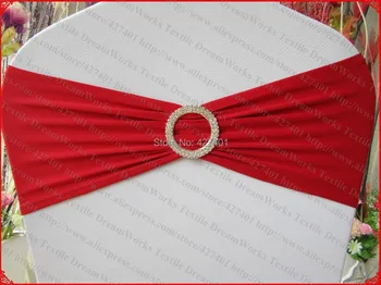 

NO.2 Cherry Red Single Layer Spandex/Lycra/Expand Bands&Tow Row Round Diamond Buckle&Pin For Wedding Party Banquet Decorations