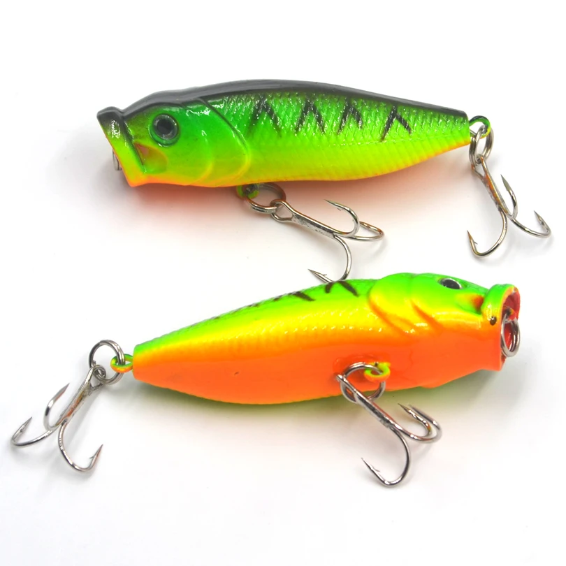 Iscas de Pesca Isca de Pesca Mnft Corpo Verde Laranja Barriga Popper Isca 2.76 -7 cm - 0.31 Oz-8.8g 3d Olhos Wobbler Artificial Dura 8 Pçs 2 High Quality Esporte e Lazer
