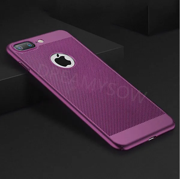 Дышащий чехол для телефона s для iPhone 8 7 6 6S Plus 11 Pro Max охлаждающий Жесткий пластиковый Чехол для iPhone X Xs Max Xr рассеивающий тепло чехол - Цвет: Purple
