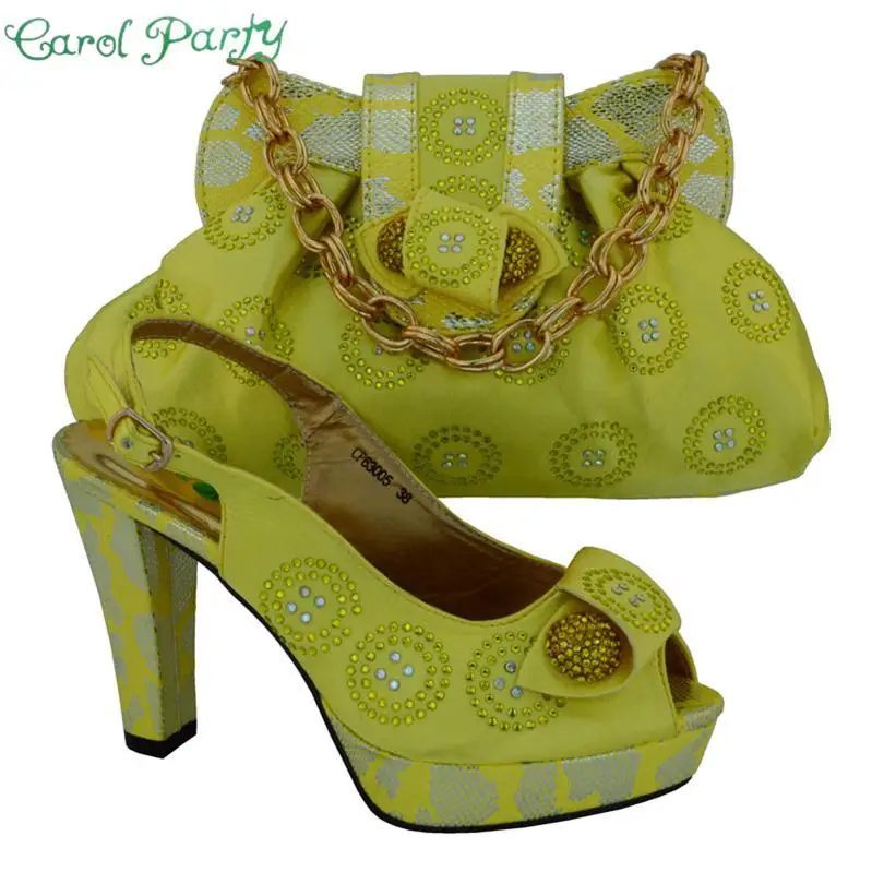 

New arrival high quality italian Design shoes and bags to match for wedding 11 cm high heel Shoes CP63005