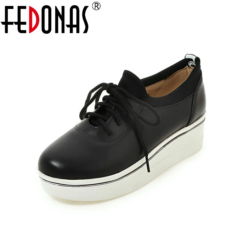 

FEDONAS New Women Fashion Shoes Female Women Flats Girl Comfort Low Heels Flat Loafers Shoes High Platforms Lace Up Flat
