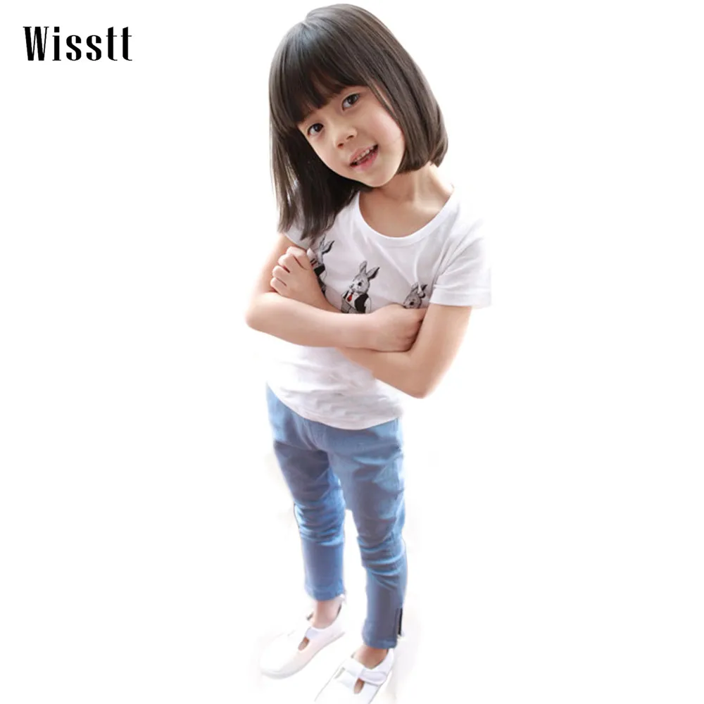 2017New Children Clothing girl Solid color Baby fashion Side zipper Pants feet Pencil pants Kids Trousers