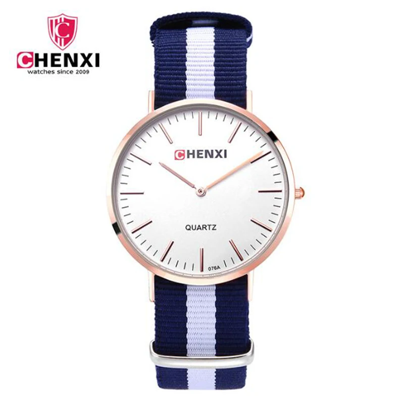 CHENXI Fashion Men Women Watches Gold Hot Mens Watch Top Brand Luxury Sport Couple Nylon Strap Simple Clock Relojes Mujer 2017