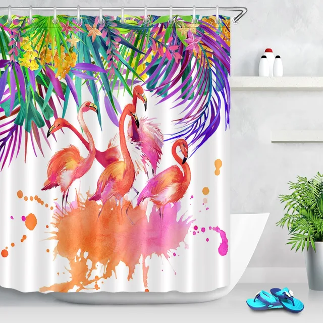 Us 14 81 43 Off 72 Bathroom Waterproof Fabric Shower Curtain Polyester 12 Hooks Bath Accessory Sets Watercolor Tropical Flower Leaves And Bird In Us 14 81 43 Off 72 Bathroom Waterproof Fabric Shower Curtain Polyester 12 Hooks Bath Accessory Sets Watercolor Tropical Flower Leaves And Bird In