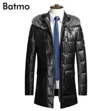 Batmo, Новое поступление, высокое качество, толстая зимняя овчина, белый утиный пух, куртка с капюшоном для мужчин. Натуральная кожа для мужчин