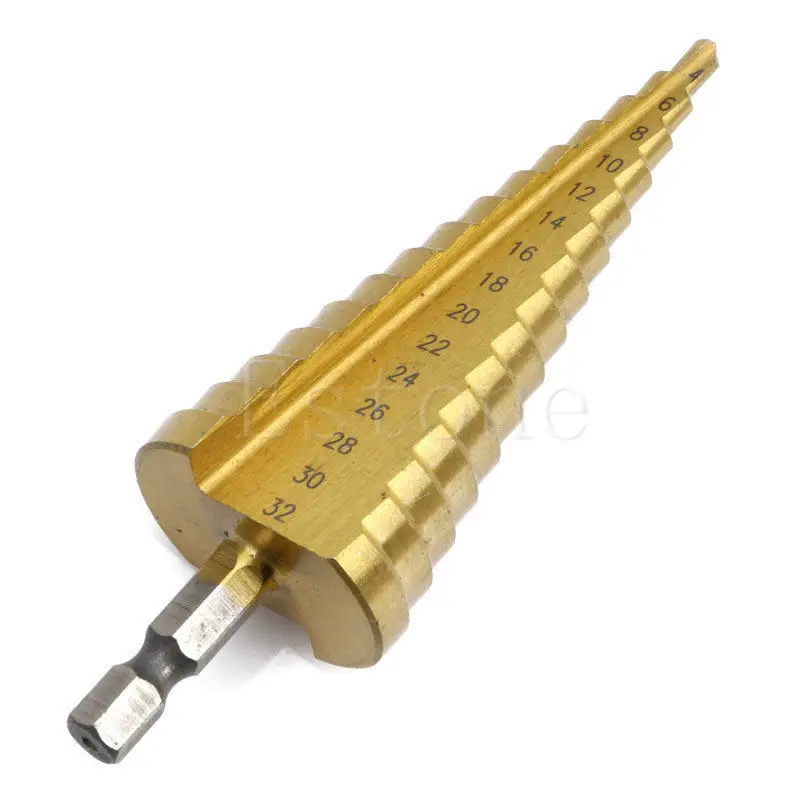 

HSS High Speed Steel Triangle Shank Pagoda Step Drill Bit Hole Cutter 4-32mm