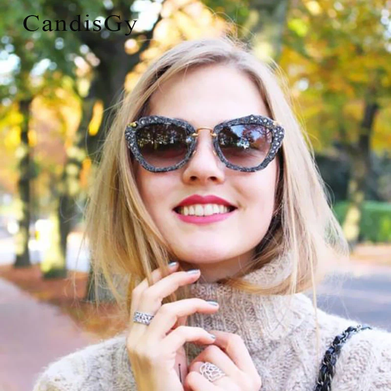 Brillante Bling Glitter de 2016 Nuevo estilo UV400 marca diseñador Gafas de sol mujeres Sol Gafas femenino UV400 glasses female|brand eyeweardesigner eyewear - AliExpress