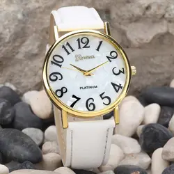 Топ женские Брендовые Часы новый и качественный Ретро цифровой циферблат кожаный ремешок Кварцевые Аналоговый дизайн наручные часы новое