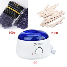 Blue ZOO 100g Hot Film Hard Wax Hair Removal Bean+Wiping Stick 20pcs+Hot Wax Warmer Heater Pot Depilatory Set(US flat plug) New