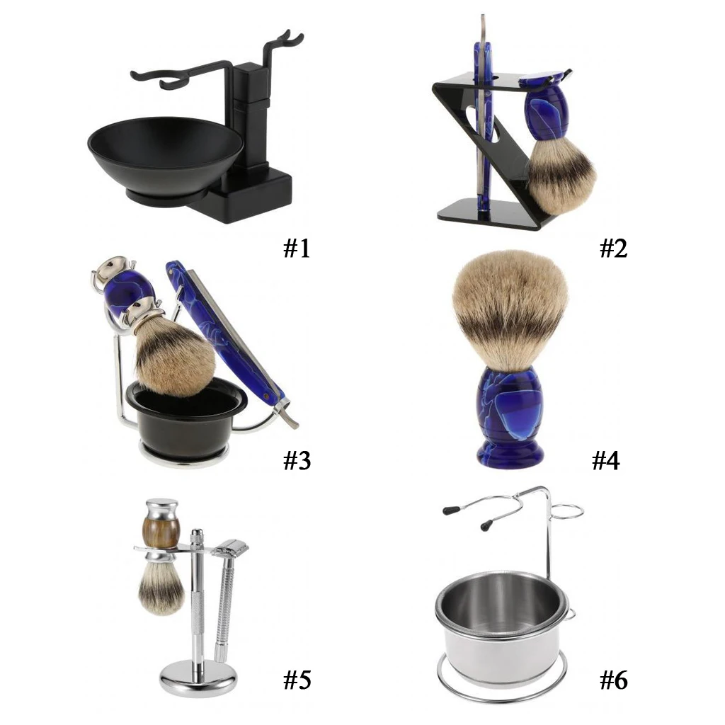 High Quality Bathroom Barber Men Metal Shaving Rack Stand Set- Shave Brush Holder Shelf + Soap Mug Cup Bowl- Five Types Optional