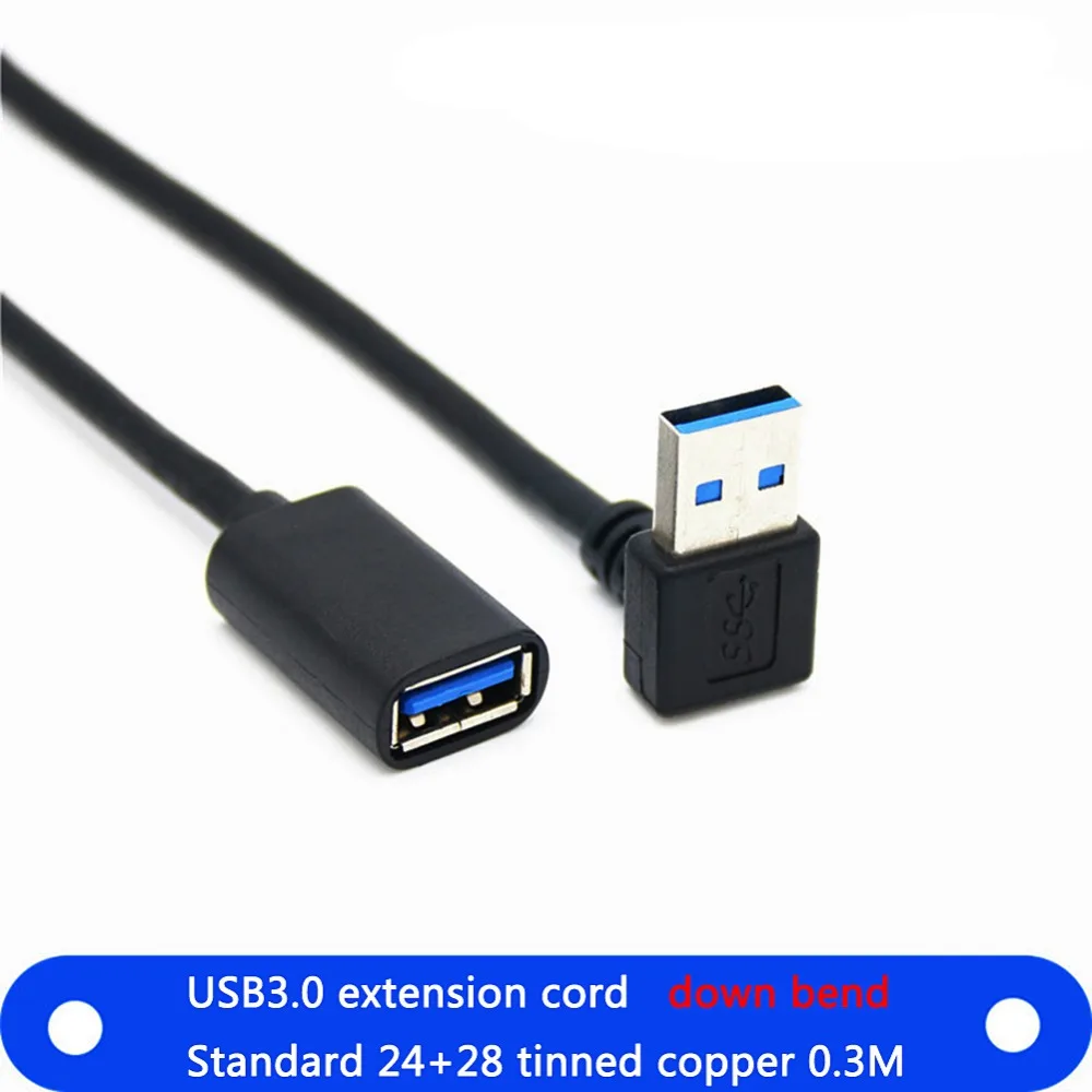 Хит продаж Удлинительный Кабель USB 3 0 левый и правый угол 90 градусов для мужчин