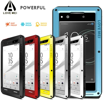 

For Sony 5 Z5 Premium XZ X XA1 Plus XZ2 Compact XA2 Ultra XZ3 1 10 Plus Love Mei Heavy Aluminum Metal Tempered Glass Case