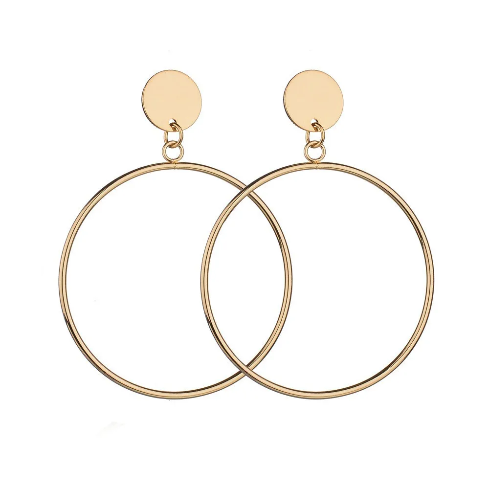 

Bohemian Alloy Pop Simple Round Earrings Fashion With Large Geometric Circle Earrings Temperament Burst Ear Jewelry Woman