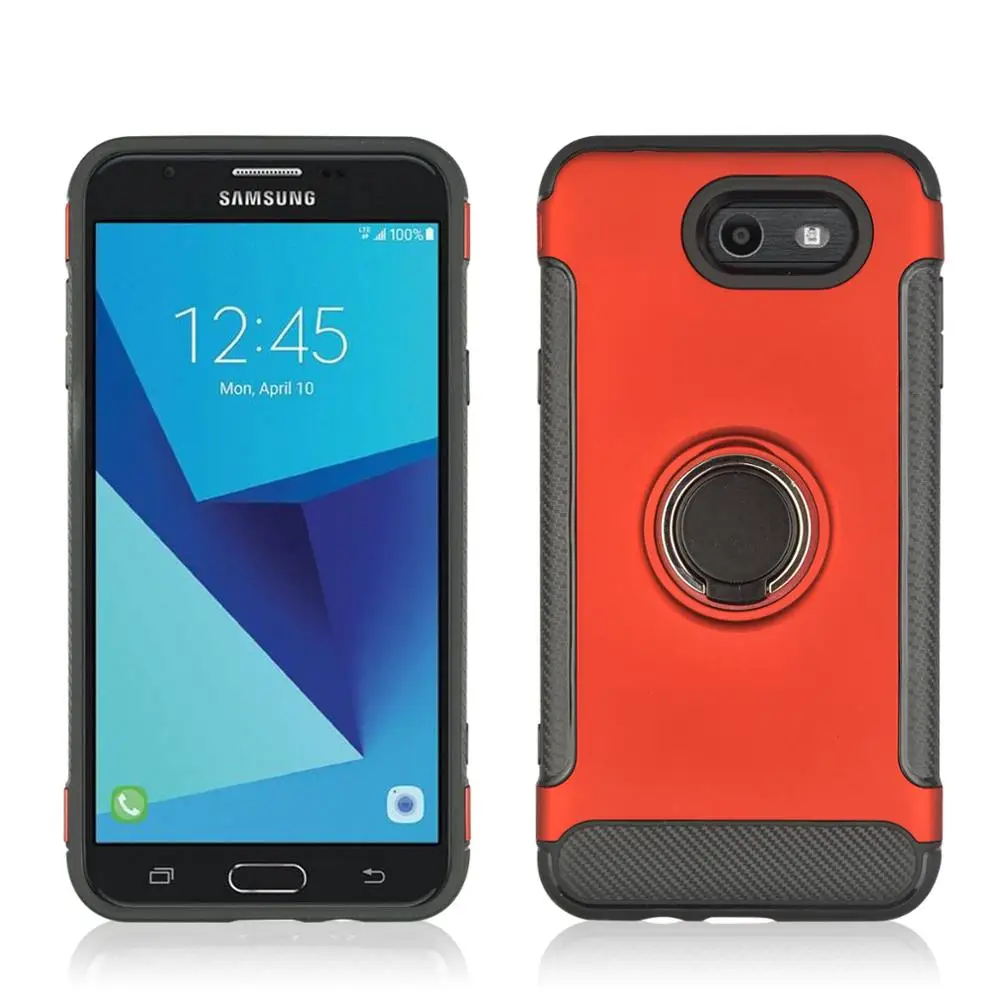 

Anti Skid 360° Rotating TPU+PC Ultra Thin Carbon Fiber Ring Bracket Mobile Phone Case For Samsung Galaxy J7 2017 Anti knock
