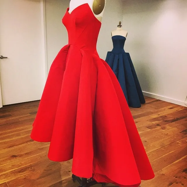High Fashion Designer Arabic High Low Red Asymmetrical Eveinging Dresses 2015 Robe De soiree (1)