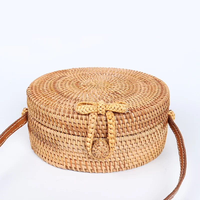 

2018 round straw women's bag summer rattan bag hand-woven beach Messenger bag round handbag