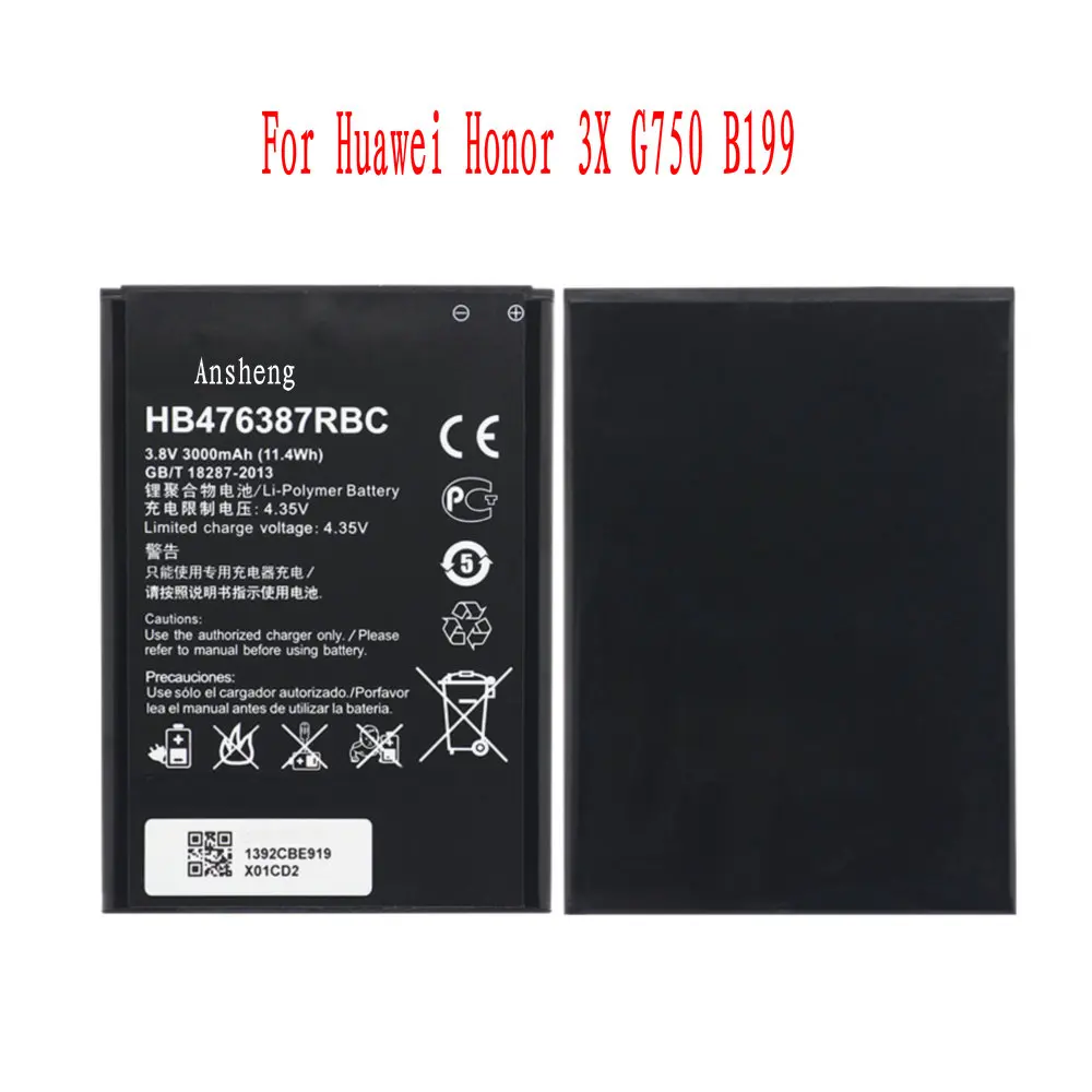 Оригинальный аккумулятор 3000 мАч HB476387RBC для Huawei Honor 3X G750 B199 мобильный телефон |