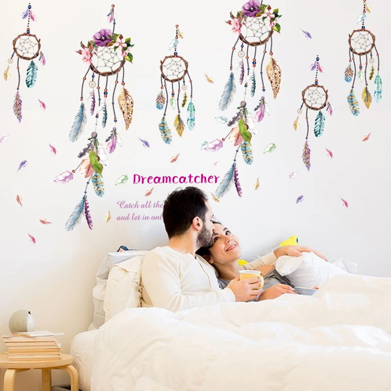 fashion indian style campanula feather wall sticker dream catcher
