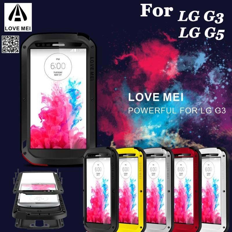 

LOVE MEI Extreme Metal Aluminum Dirt Waterproof Powerful Case For LG G3 G5 G6 V10 V20 V30/LG G7/LG Class/H740 + Gorilla Glass