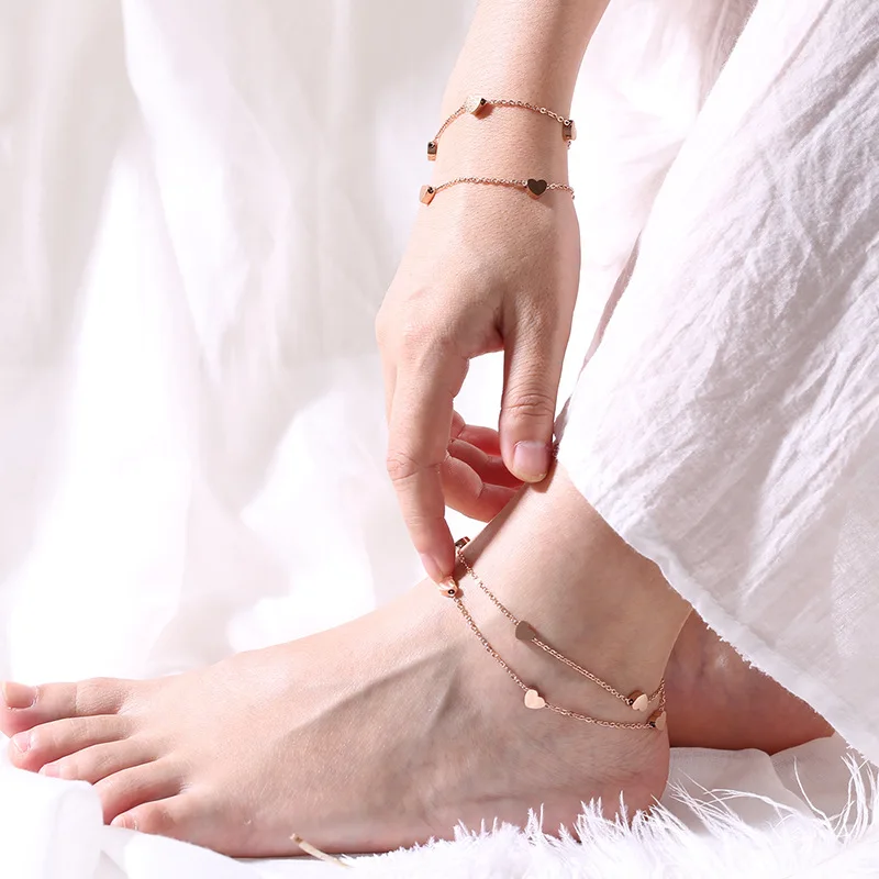 Высокое качество трендовые ножные браслеты цвета розового золота на ногу для женщин модные женские пляжные браслеты на лодыжке