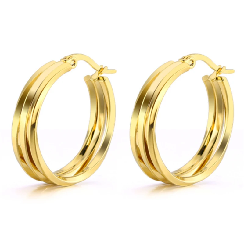 

new hot sale trendy gold silver color stud earring for women men stainless steel punk high quality ear clip fashion jewelry gift