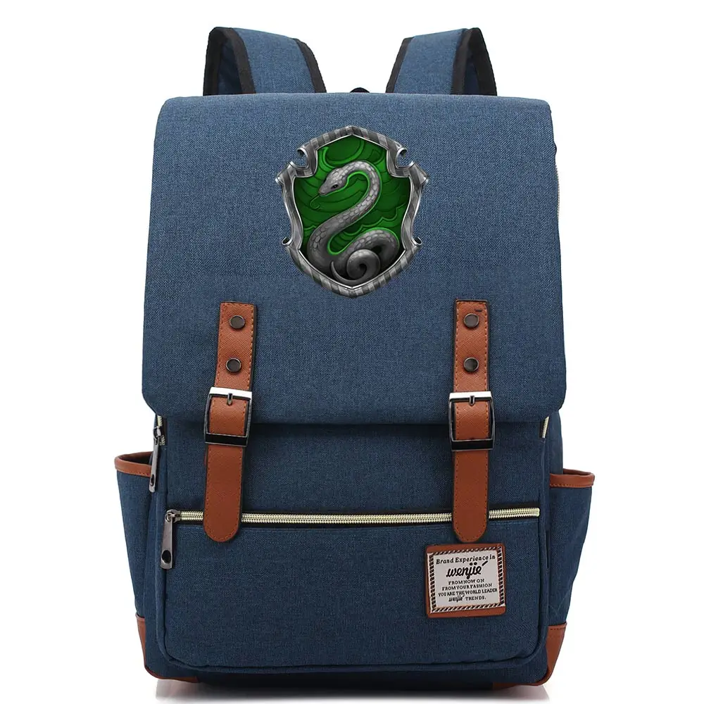 Подарок волшебный Хогвартс гриффиндо Слизерин для мальчиков и девочек портфели для подростков школьные сумки холщовые женские сумки рюкзак мужской ремень рюкзак - Color: 02