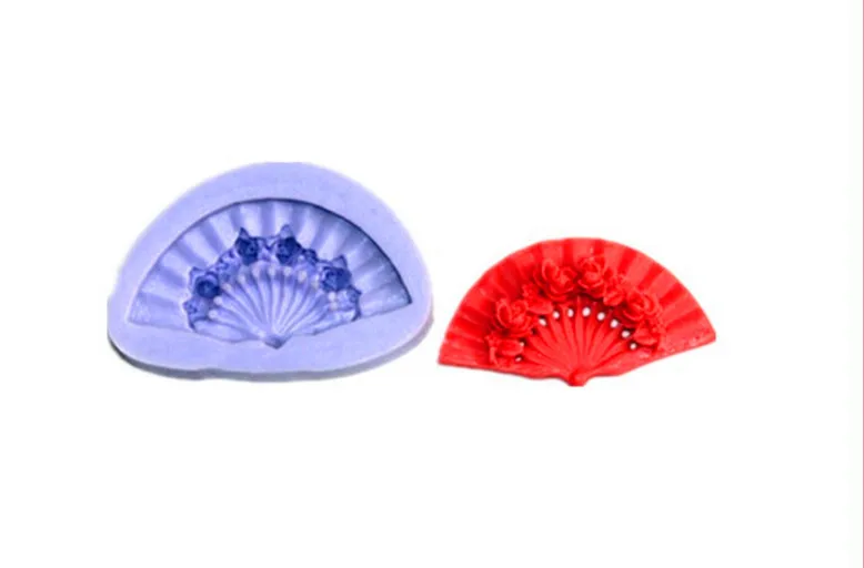 Free Shipping Fan And Flower Modelling Fondant Silicon Mold Chocolate