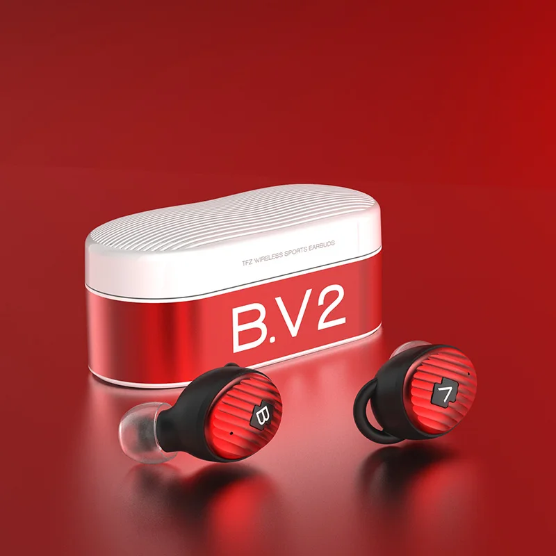 TFZ BV2 BV2 TWS Bluetooth V5.0 наушники-вкладыши с зарядным устройством двойной микрофон IPX5 для телефона huawei Xiaomi - Цвет: red