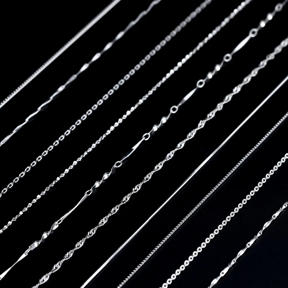 

NOT FAKE 925 S925 Sterling Silver 925 1mm link chain accessory women 16 18 inch beads rolo ball wave twist box snake star italy