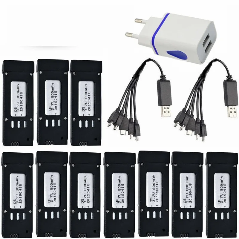 Upgraded 800mAH 3.7V Lipo Battery and Charger for E58 JY019 S168 For RC Quadcopter Spare Parts 3.7v Drone Battery|Детали и