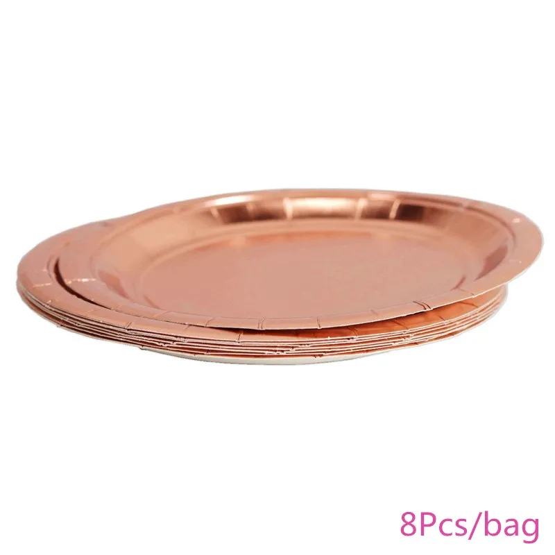 Chicinlife Rosegold одноразовые наборы посуды вечерние коробки для попкорна/чашки/соломы/тарелка/бумага Nakpins/Товары для свадьбы, дня рождения