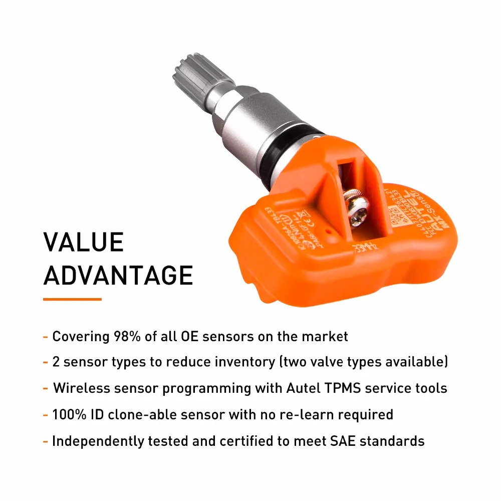 Autel 4 шт. 433/315 МГц TPMS сенсор диагностический инструмент mx-сенсор TPMS поддерживает программирование давления в шинах для OBD2 сканар