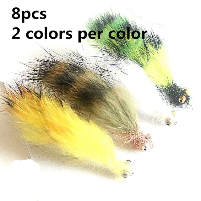 KKWEZVA 8Pcs Rabbit Fur Hare Zonker Stripes for Fly Tying Material Production Streamer Fishing Flies fly fishing Insect lure 8PCS