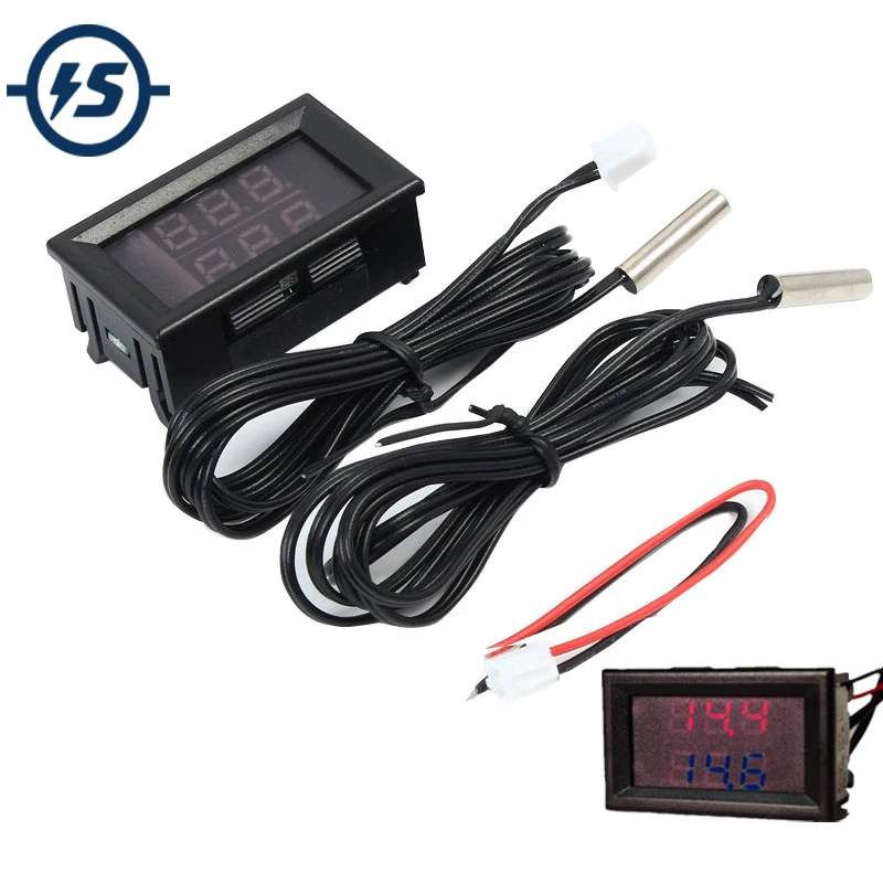 

Red+Blue Dual Digit Display Thermometer LED Thermometer Temperature Meter NTC Waterproof Metal Probe Sensor -20~100 Celsius