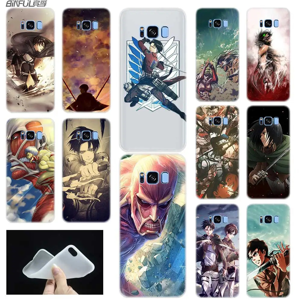 

Soft Silicone 3D TPU Phone Case For Samsung S5 S6 S7 Edge S8 S9 Plus S10 E Note 8 9 10 Pro Cover Attack On Titan Anime