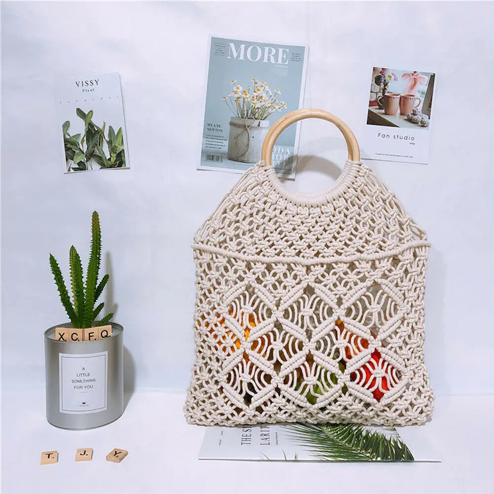 

Women's Straw Beach Bag Vintage Handmade Woven Shoulder Bag Rattan bags Bohemian Summer Vacation Casual Bags variety