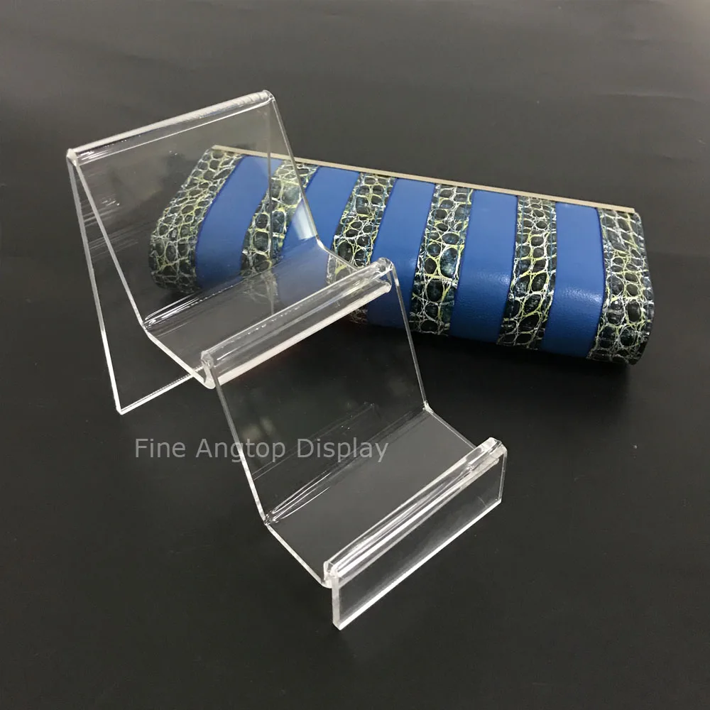  2 Step Acrylic Wallet Riser Clear Display Shelf Plexiglass Purse Stand Holder