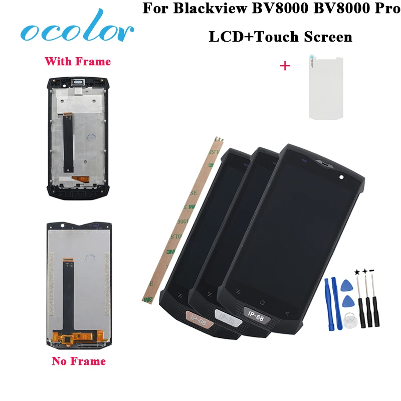 

ocolor 5.0inch For Blackview BV8000 BV8000 Pro LCD Display + Touch Screen +Frame Screen Digitizer Assembly +Tool+Tempered Glass