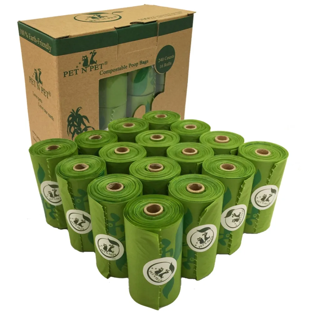 Compostable Dog Poop Bags Cornstarch Earth Friendly Highest ASTM D6400