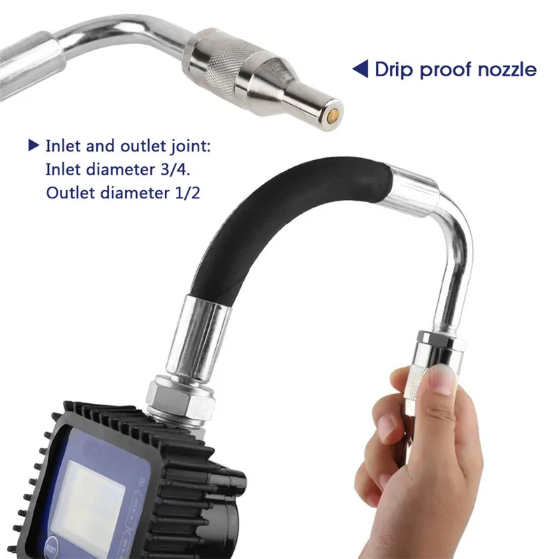Digital Flow Meter Sensor Indicator Counter Fuel Gasoline Petrol Oil Refueling Gun Flowmeter Nozzle Aluminum Gas Station Inject (3)