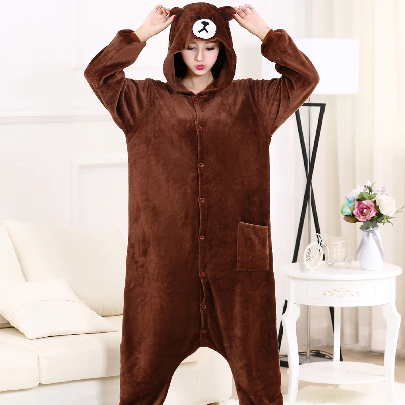 Front-Zipper-Brown-Bear-Kigurumi-Onesie-For-Adults-Thick-Flannel-One-Piece-Animal-Pajamas-For-Halloween(5)
