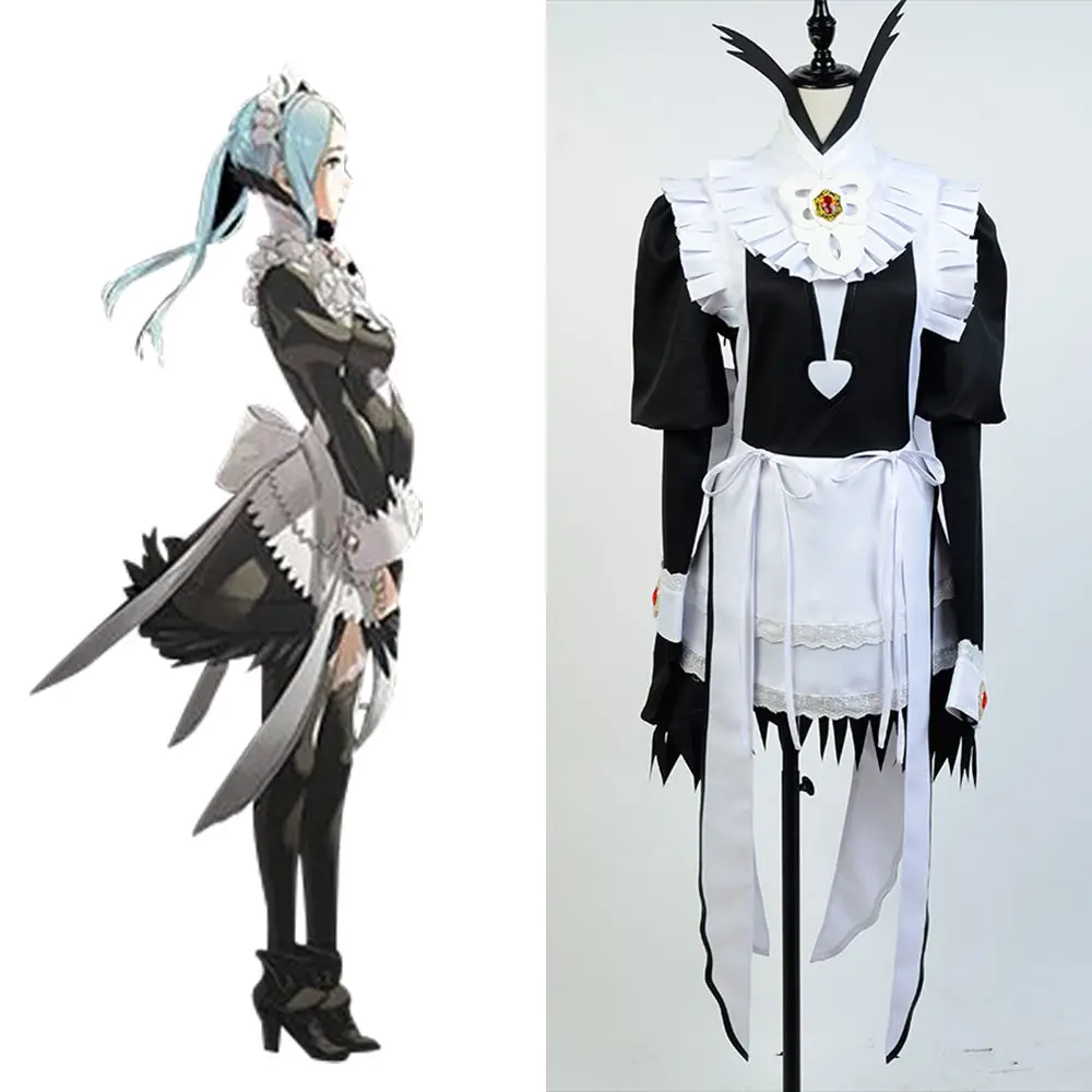 Fire Emblem Costume Cosplay Fates Flora Copslay Maid Dress Costume Full