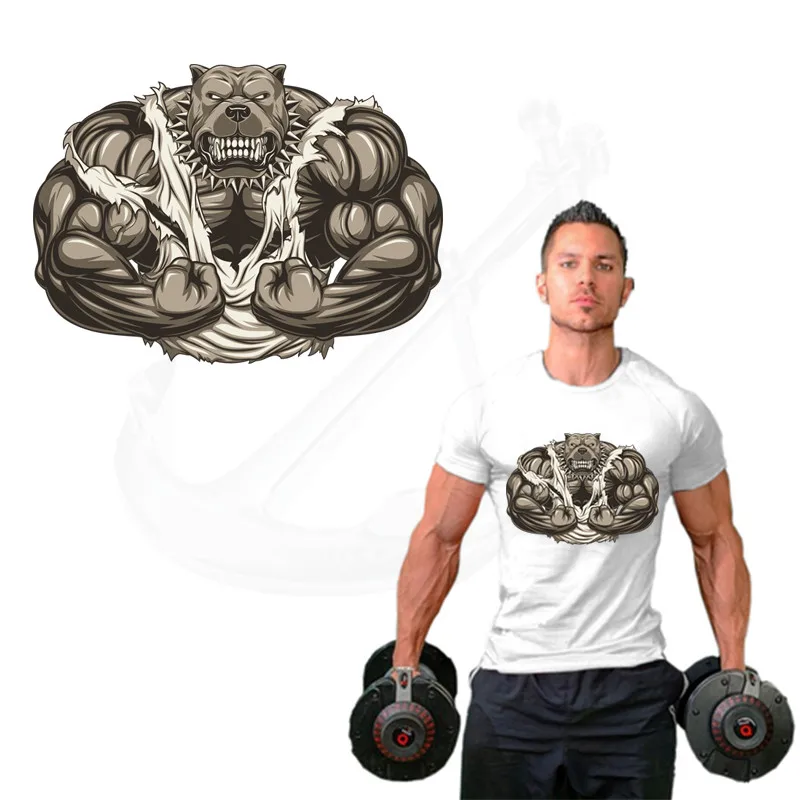 

2017 New Muscle monster 24*17.59cm iron on patch printed T-shirt Sweater thermal transfer paper stickers Patch for clothing