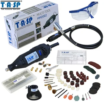 TASP 220V 130W Dremel Style Electric Rotary Tool Variable Speed Mini Drill with Flexible Shaft and 140PC Accessories Power Tools