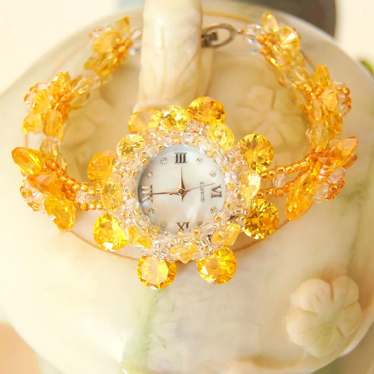 

2020 Time-limited Arrival 18 Years In White Crystal Wrist Flowers Weaving Watch Quartz For Women Wholesale And Drop Shipping