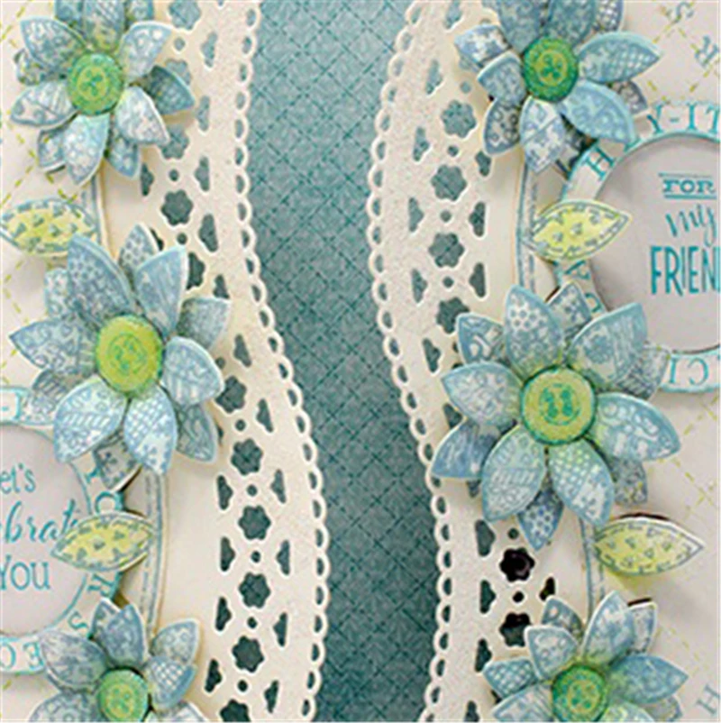 

Naifumodo Patchwork Daisy Border Die Flower Metal Cutting Dies and Stamp Stencils for DIY Scrapbook Card Decor Craft Embossing